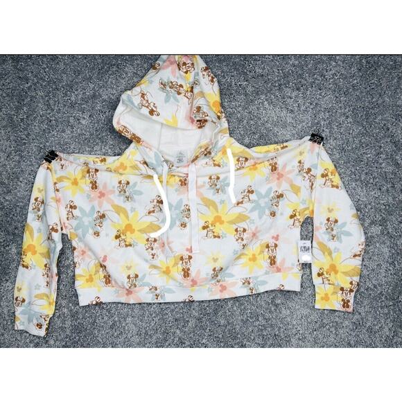Womens Disney Minnie Mouse Cropped Hoodie Size XLarge Spring Sweater Top - Picture 1 of 8
